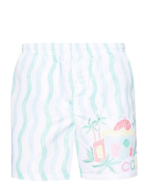 Casablancabrand White Memphis-print Swim Shorts for men