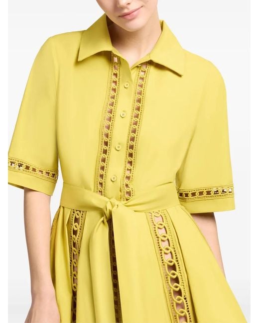 Elie Saab Yellow Trim-Embellished Shirt Maxi Dress