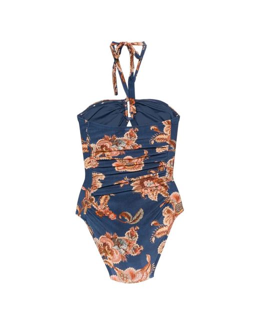 Zimmermann Blue Aster Wide Link 1Pc Floral-Print Swimsuit