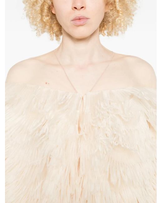 Elisabetta Franchi Natural Fringed Jacket