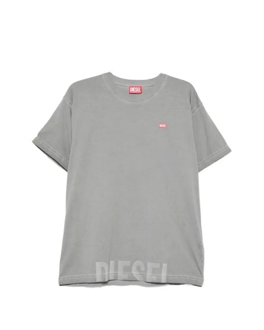 DIESEL Gray Logo-Detail T-Shirt for men