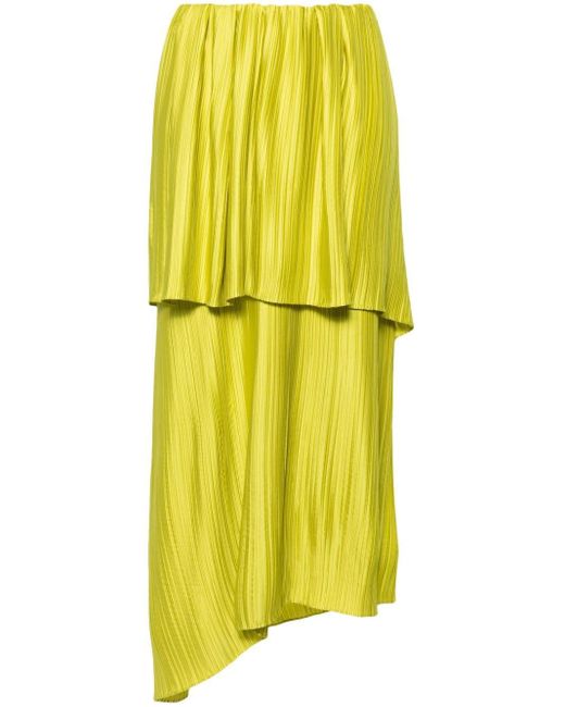 Christian Wijnants Yellow Sefu Plissé-effect Midi Skirt