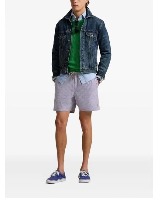 Polo Ralph Lauren Blue Striped-Design Swim Shorts for men