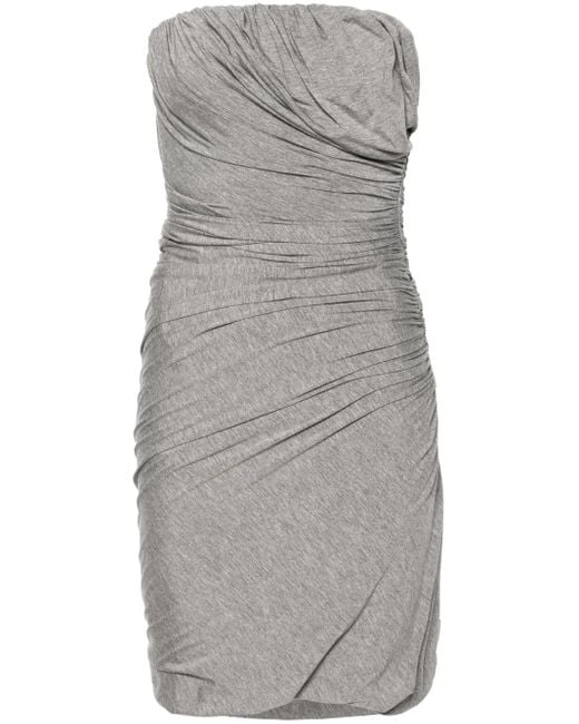 The Attico Gray Short Dress With Ruffles
