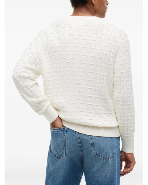 Tommy Hilfiger White Crew-Neck Sweater for men
