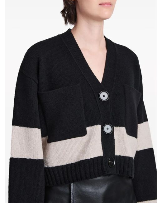 Proenza Schouler Black Sofia Striped Wool-Blend Cardigan