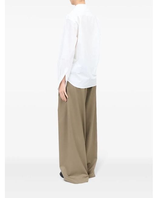 MM6 by Maison Margiela White V-Neck Cotton Shirt