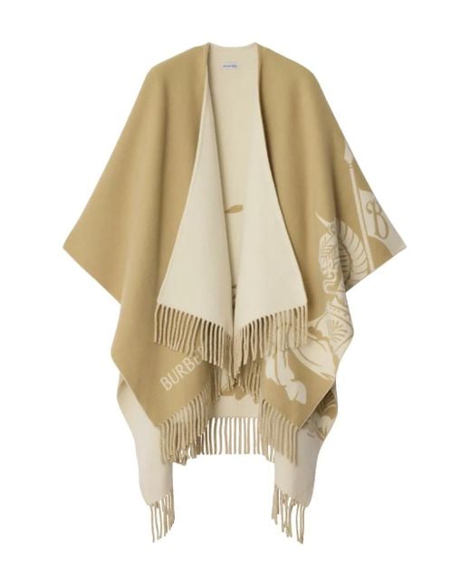 Burberry Natural Ekd Wool Cashmere Cape
