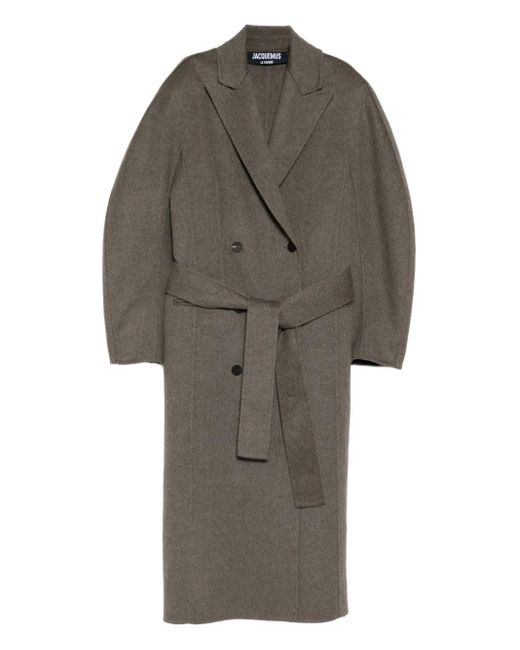 Jacquemus Gray Double-Breasted Belt Coat