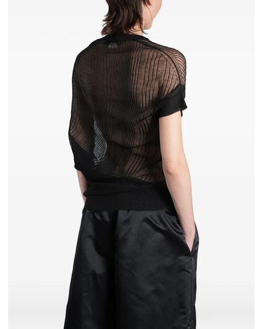 Junya Watanabe Black Asymmetric Mesh T-Shirt
