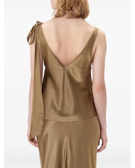 J.W. Anderson Brown Silk Tie-Detail Top