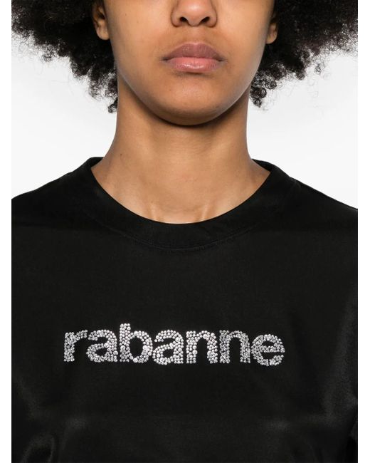 Rabanne Black Logo-Embellished Jersey T-Shirt