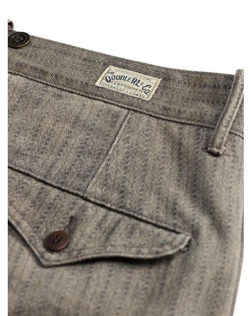 RRL Gray Herringbone-Pattern Cotton Trousers for men