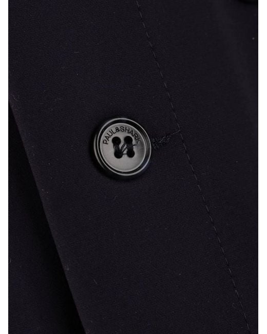 Paul & Shark Blue Button-Up Patch-Pocket Jacket for men