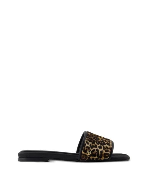 Anine Bing White Leopard Open Toe Sandals