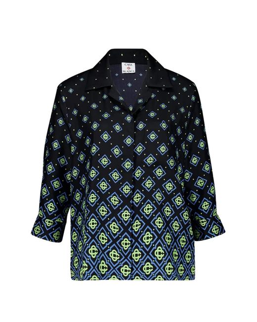 Casablanca Blue Monogram Silk Shirt