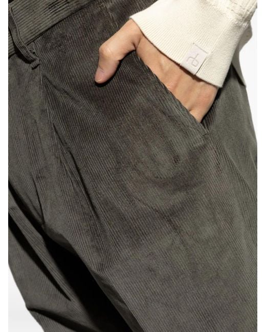 Rag & Bone Gray Pleated-Front Corduroy Trousers for men