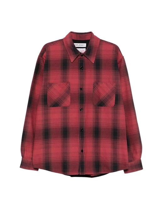 Our Legacy Red Ranch Check-Pattern Shirt for men