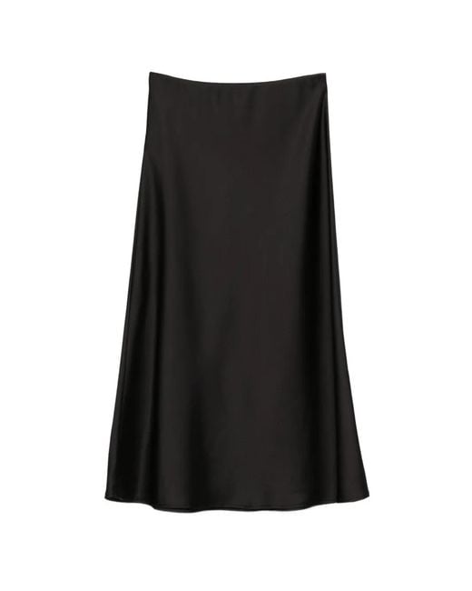 Imperial Black Elasticated Midi Skirt