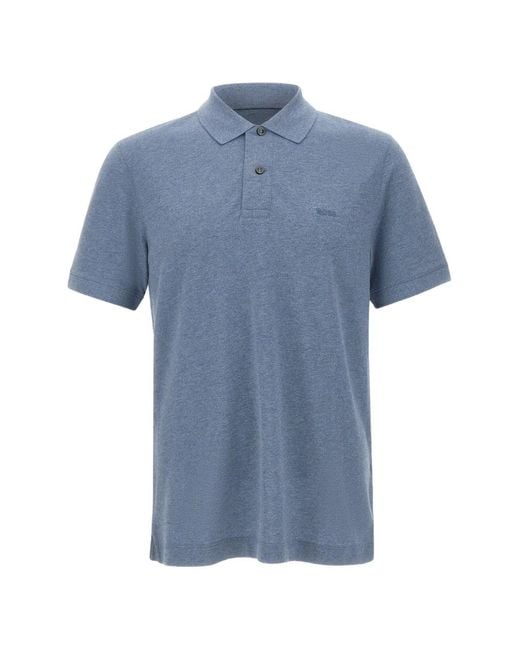 Boss Blue Pallas Cotton-Pique Polo Shirt for men