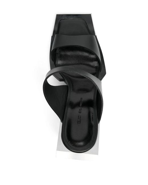 HELIOT EMIL Black 100Mm Square-Open Toe Leather Sandals