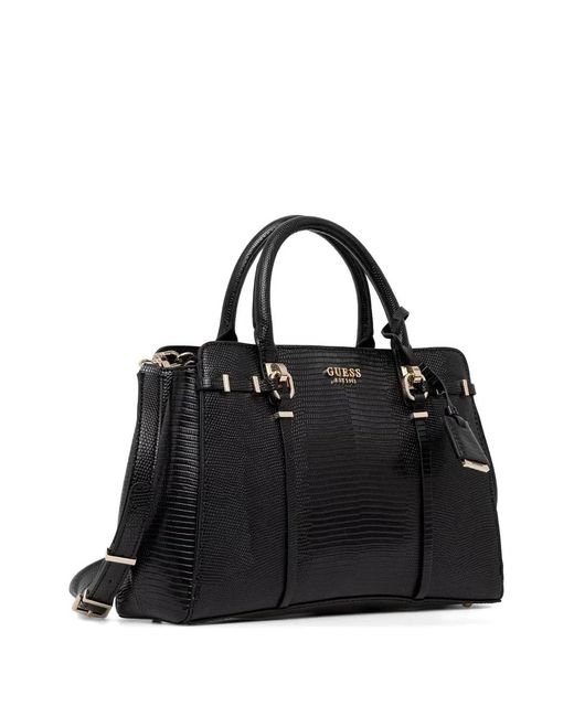 Guess Black Lizard-Effect Tote Bag