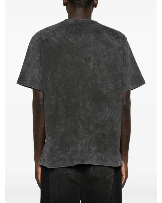 Gcds Black Stud-Embellished Acid-Wash T-Shirt for men