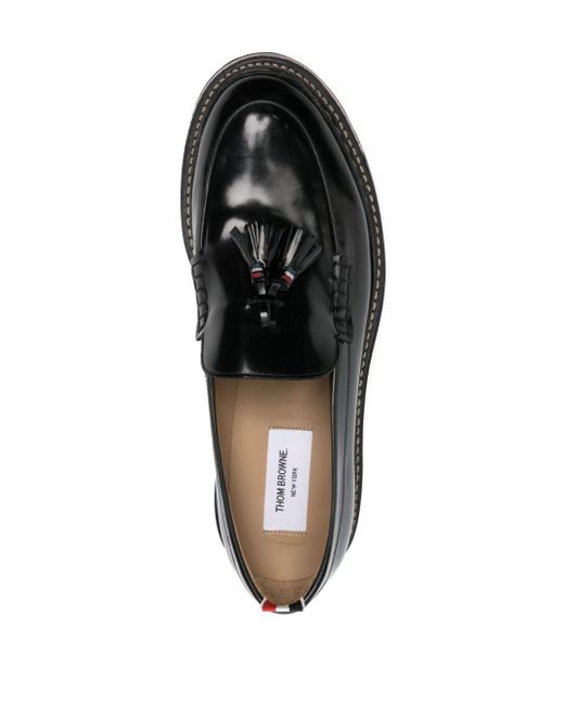 Thom Browne Black Chunky Tasselled Leather Loafers for men