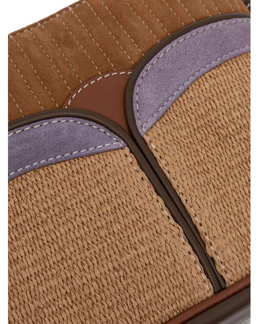 Sessun Brown Devine Woven-Panel Leather Shoulder Bag