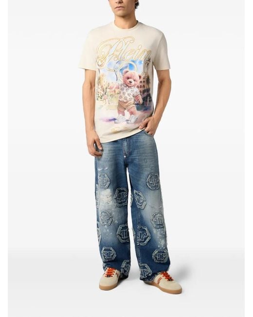 Philipp Plein Blue Jean À Motif Monogrammé for men
