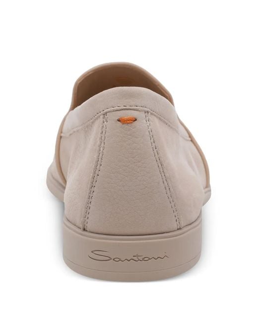Santoni Pink Round-Toe Loafers