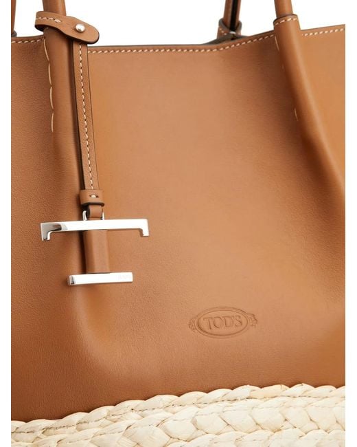 Tod's White Raffia Shopping Bag