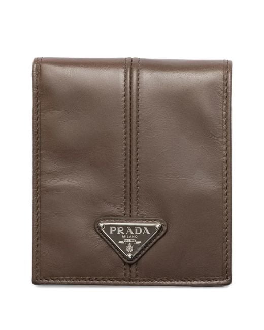 Prada Brown Leather Wallet With Coin Purse for men
