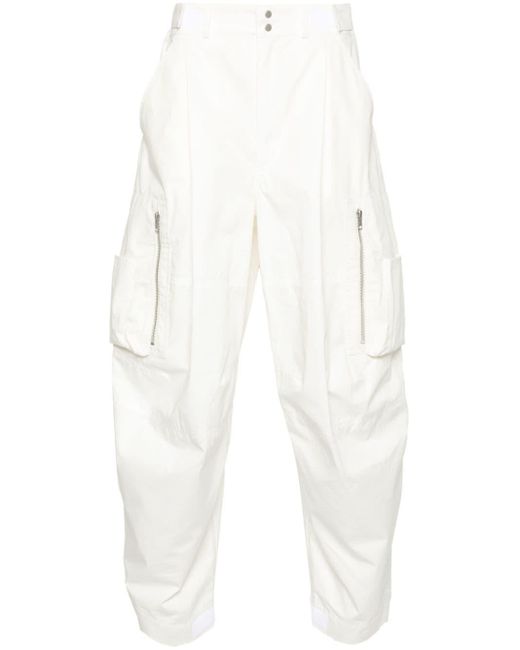 Mordecai White Cotton Tapered Trousers for men