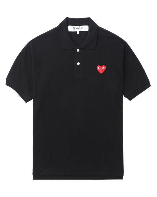 COMME DES GARÇONS PLAY Black Heart-appliqué Cotton Polo Shirt