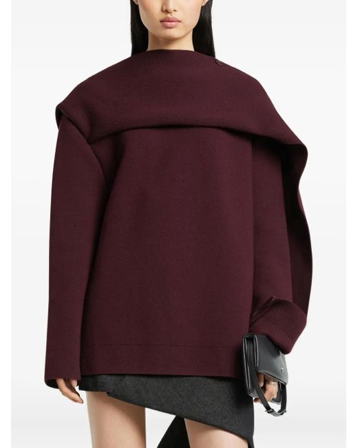 Courreges Purple Scarf Merino-Wool Sweater
