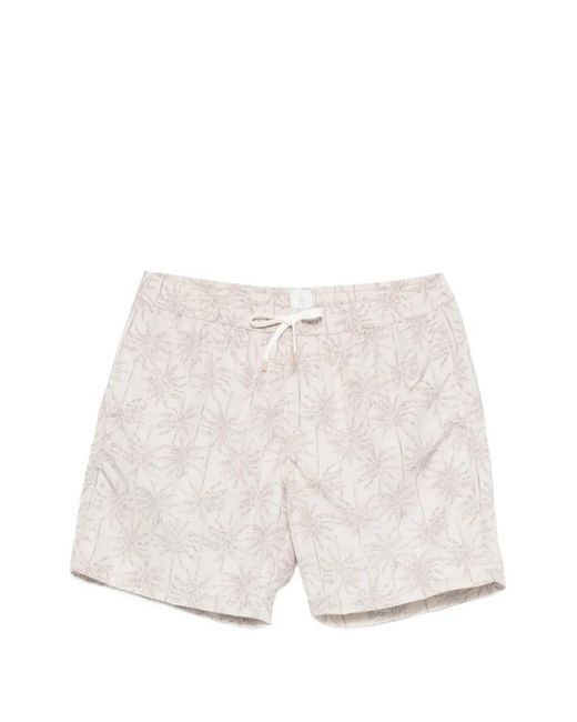 Eleventy White Printed Swim Shorts for men