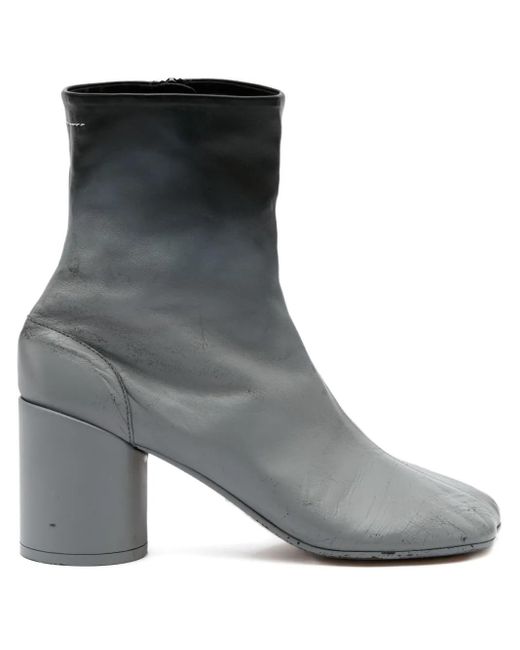 MM6 by Maison Martin Margiela Gray Knöchelhohe Lederstiefel