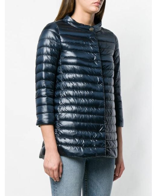 Herno Blue Nylon Midi Down Jacket