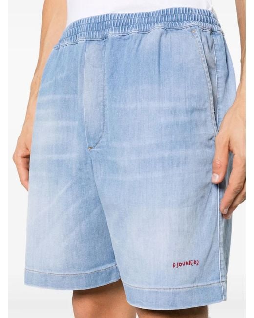 DSquared² Blue Logo-Embroidered Bermuda Shorts for men