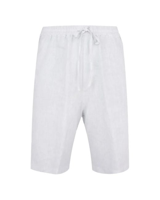 120% Lino White Bermuda À Lien De Resserrage for men