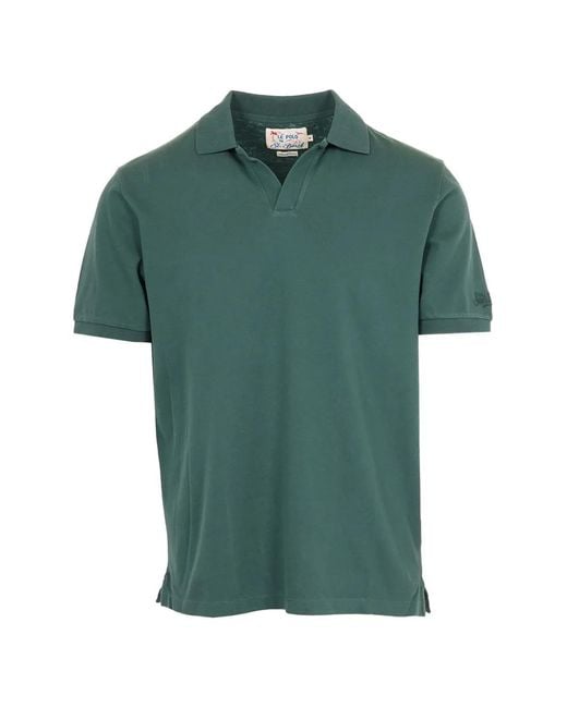 Mc2 Saint Barth Green Piqué-Weave V-Neck Polo Shirt for men