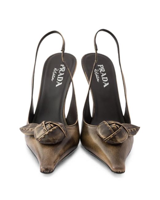 Prada Metallic Leather Slingback Pumps