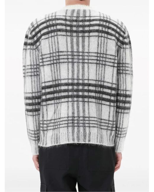 J.W. Anderson Gray Tartan-Check Crew-Neck Jumper