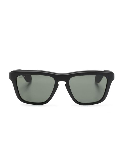 Gucci Gray Logo-engraved Square-frame Sunglasses