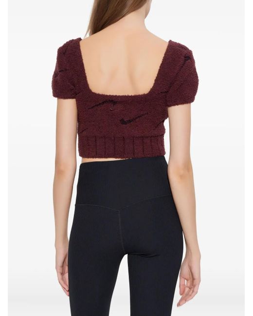 Nike Red Phoenix Bouclé Square-Neck Top