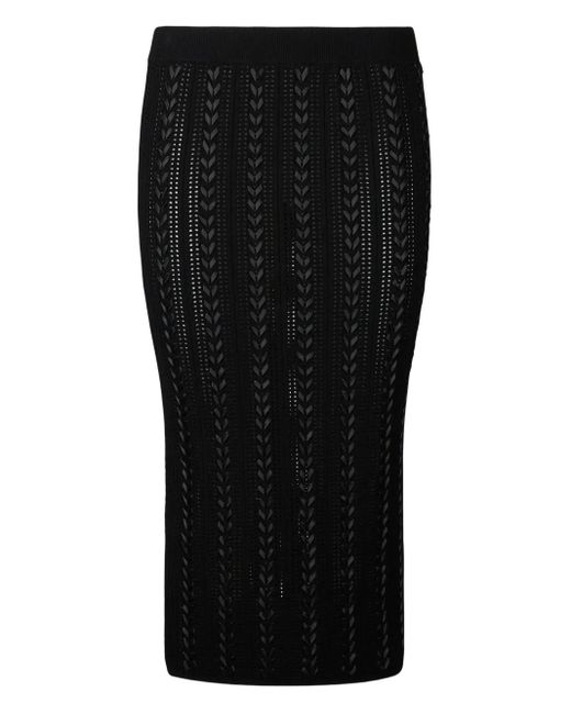 Jupe Mi-Longue En Maille Ajourée Liu Jo en coloris Black