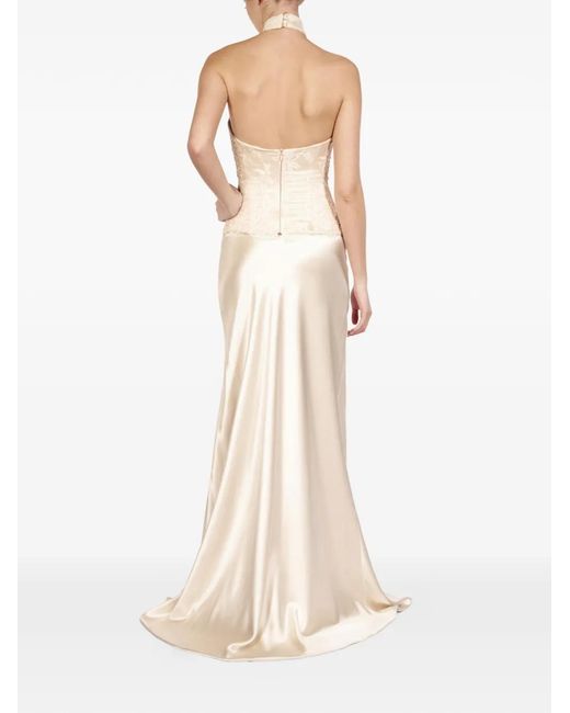 ALEXIA & ANTONIA White Embellished Lace Halter Top
