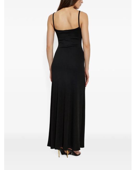 Christopher Esber Black Droplet Crystal Ruched Maxi Dress