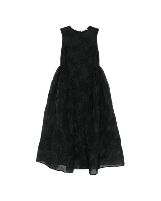 CECILIE BAHNSEN Black Sleeveless Midi Dress